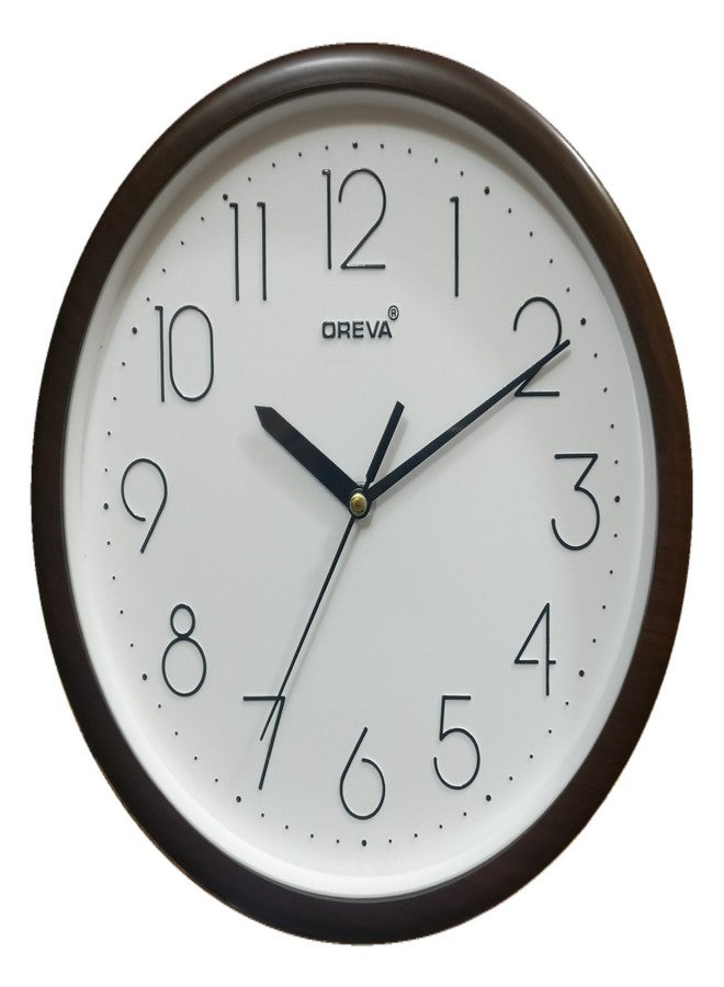 Oreva Plastic Round Simple Abstract Wall Clock (25.2 X 25.2 X 3.4 Cm, D Wood, Aq 1687), White - Analog - Image 1